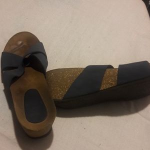 Navy cork wedges